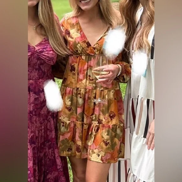 Vestique Orange Puff Sleeve Mini Sundress - Picture 1 of 2